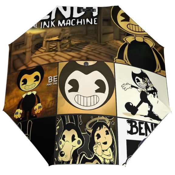 Bendy and the Ink Machine-theme 3 Fold Auto Umbrella sunshade for Outdoor activities gifts for fans,friends,family and Lovers