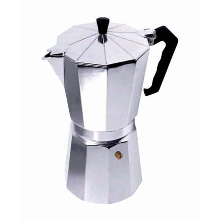 Bene Casa 6 cup aluminum espresso maker, stove top espresso maker, single shot, dishwasher safe espresso maker with side pour spout