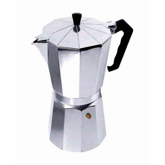 Bene Casa 6 cup aluminum espresso maker, stove top espresso maker, single shot, dishwasher safe espresso maker with side pour spout