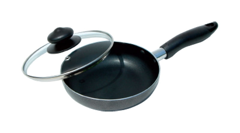 Black Aluminum Nonstick Fry Pan with Glass Lid, 6-inch