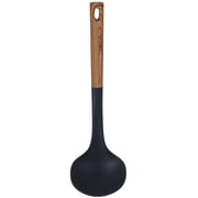 Bene Casa - Black Ladle with Wood Like Handle, Heat Resistant. Black Ladle w/Wood Like Handle, 14