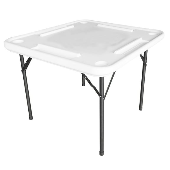 Bene Casa Foldable Domino Table with Built-In Drink Holders, 38 x 38, White