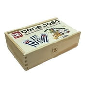 Bene Casa 55-Tile Handcrafted Cuban Double 9 Domino Set with Wooden Storage Box
