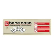 Bene Casa 28-Piece Handcrafted Glossy White Double 6 Domino Set with Wooden Storage Box