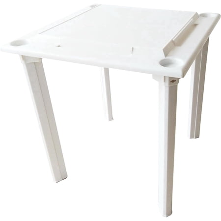 Bene Casa 4-Player Game Table with Built-In Racks and Drink Holders, White