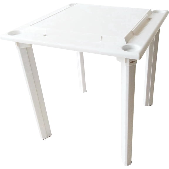 Bene Casa 4-Player Game Table with Built-In Racks and Drink Holders, White