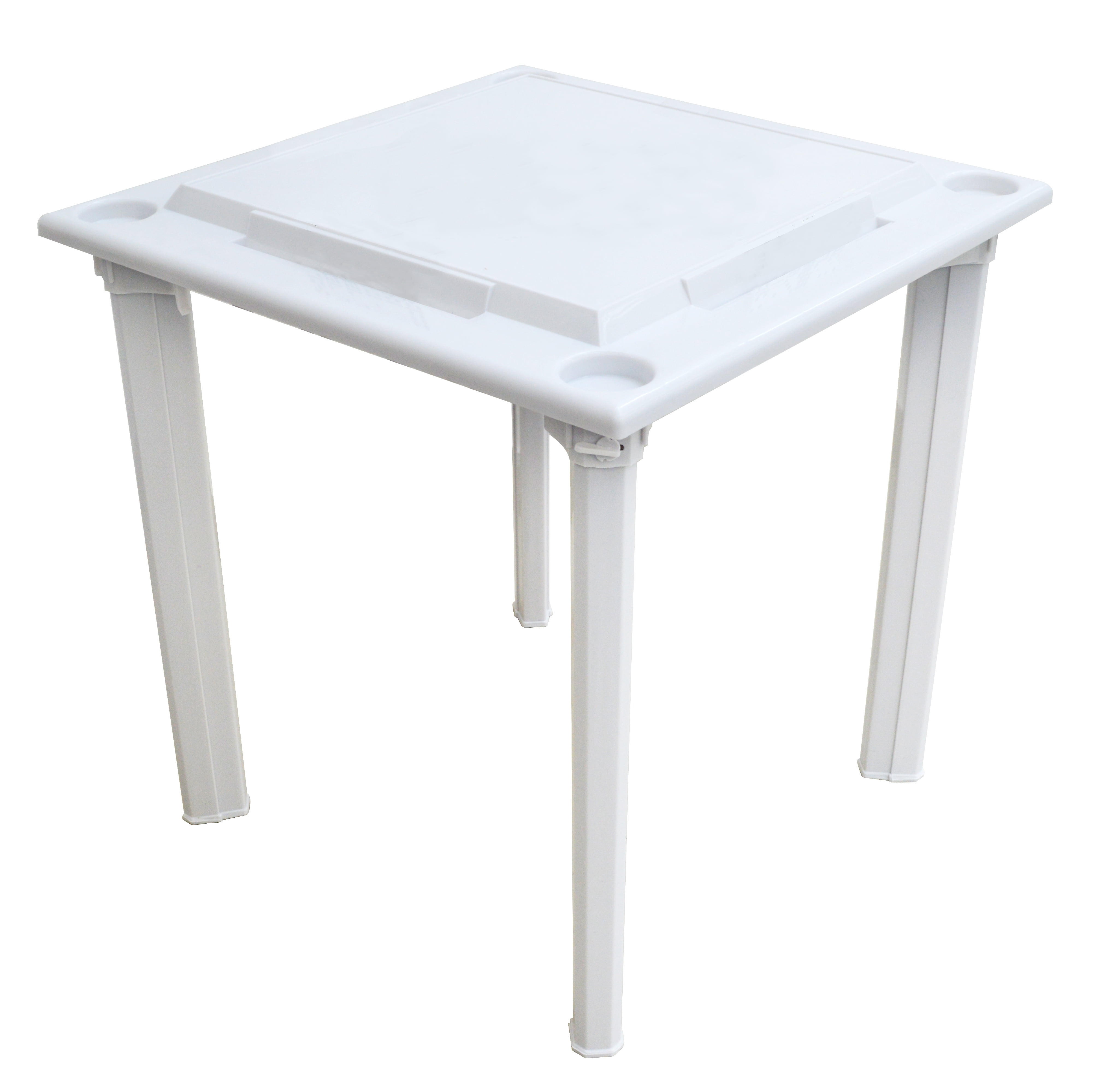 Bene Casa 4-Player Game Table with Built-In Racks and Drink Holders, White