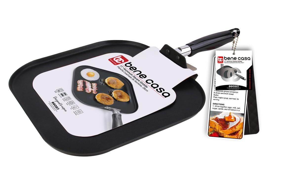 Bene Casa Square Griddle Aluminum Non Stick Black 11" X 1" X 17"