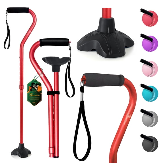 BeneCane Adjustable Walking Cane with Offset Cushioned Handle, Lightweight Aluminum Mobility Aid with Stable Base for Men, Women and Seniors