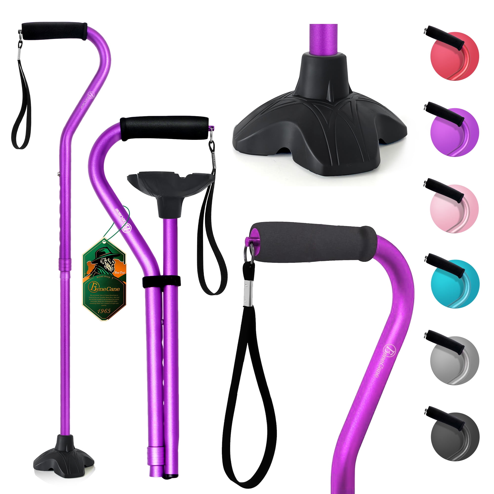 BeneCane Adjustable Walking Cane with Offset Cushioned Handle ...
