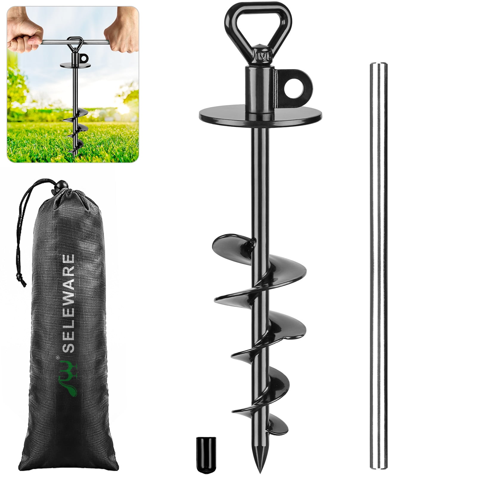 BeneLabel Dog Tie Out Stake Outdoor AntiRust Ground Anchor for Large Dogs up to 220 lbs, Free
