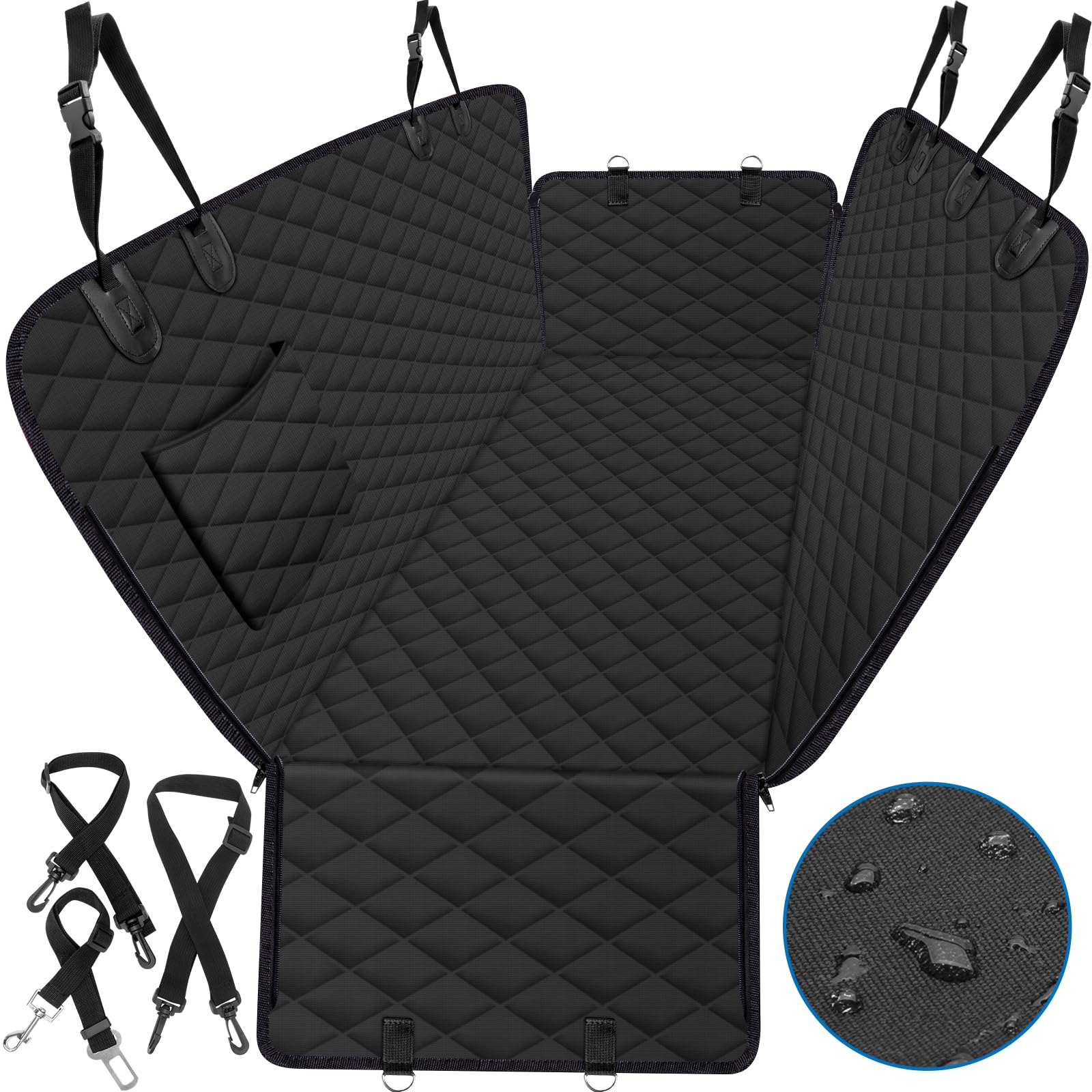 BeneathYourFeet Dog Seat Cover (54" W x 56" L, Black) Scratch