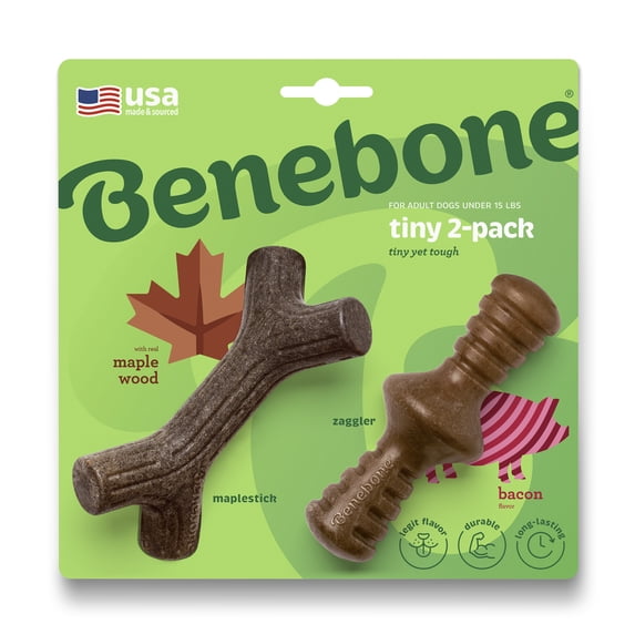 Benebone 2-Pack Maplestick/Zaggler Dog Chew Toys, Real Bacon - Walmart.com