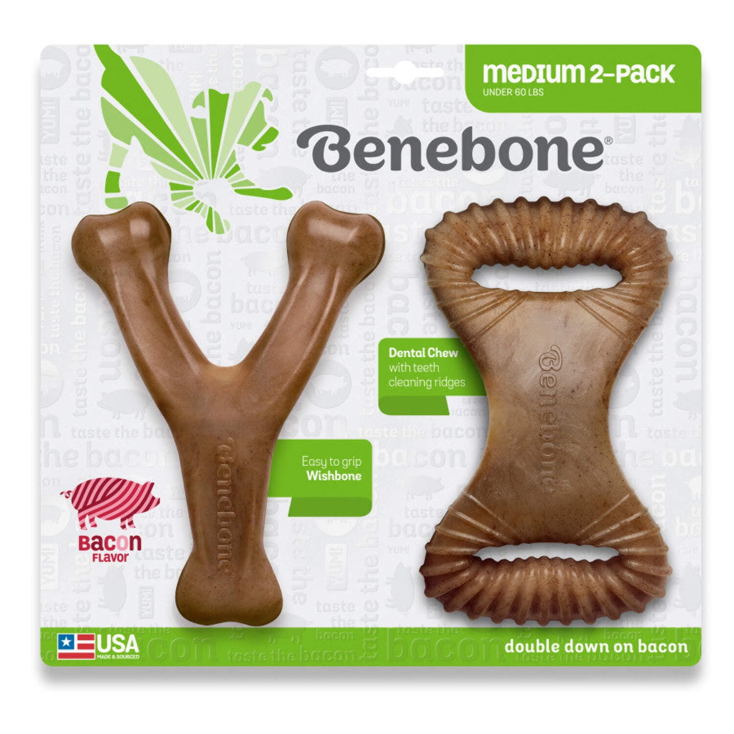Benebone Wishbone & Dental Chew Dog Toy, Medium, 2-Pk (Size: 2-Pk)