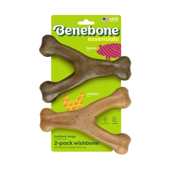 Benebone Essentials 2-Pack Wishbone Bacon & Chicken M/L