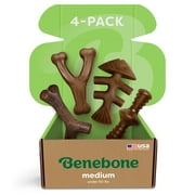 Benebone Medium 4-Pack Dog Chew Toys for Aggressive Chewers, 60lbs and Under