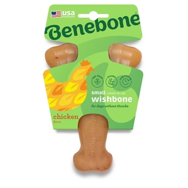 Benebone Wishbone Durable Dog Chew Toy for Aggressive Chewers, Real Chicken, Small