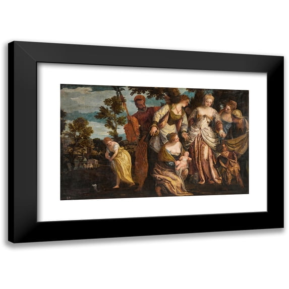 Benedetto Caliari 14x11 Black Modern Framed Museum Art Print Titled - The Finding of Moses