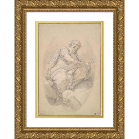 Benedetto Luti 11x14 Gold Ornate Wood Frame and Double Matted Museum Art Print Titled - Isaiah (1716-18)