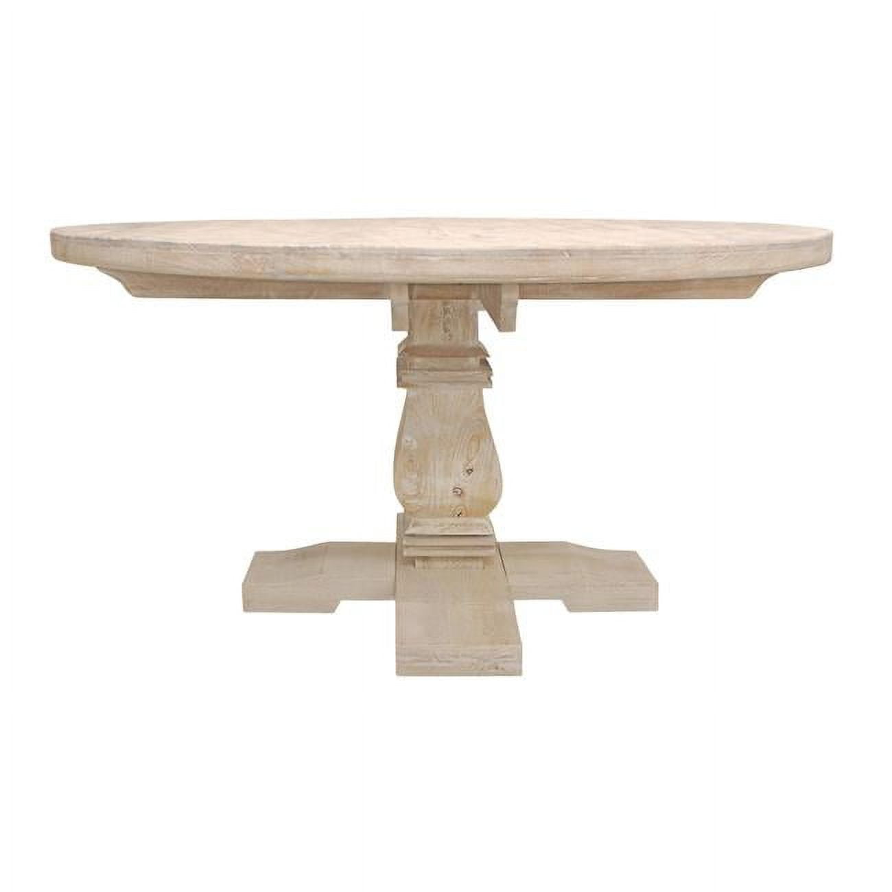 Benedict 58" Round Distressed White Mango Wood Dining Table