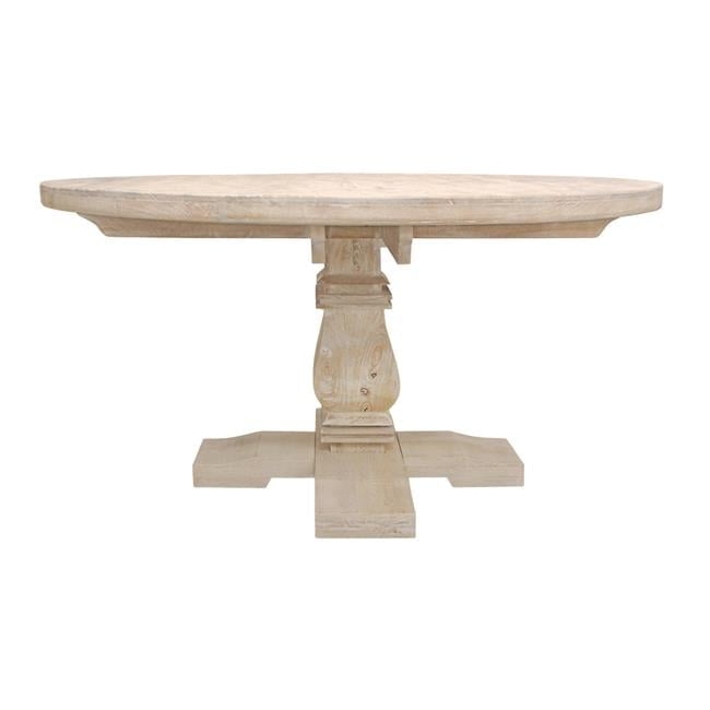 Benedict 58" Round Distressed White Mango Wood Dining Table