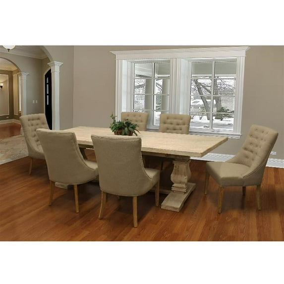 Benedict 7-Piece Dining Set With 83" Dining Table and 6 Upholstered Chairs