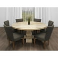 thumbnail image 1 of Benedict 7-piece Dining Set -70" Round Table in White & 6 Dark Gray Linen Chairs, 1 of 12