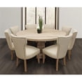 thumbnail image 1 of Benedict 9-piece Dining Set - 70" Round Table in White and 8 Ivory Linen Chairs, 1 of 10