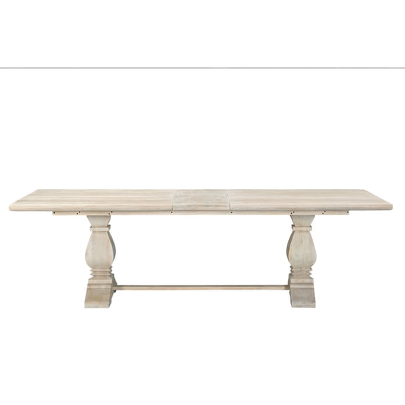 Benedict 90" Extendable Dining Table in Mango Solid Wood with White Wash Finish