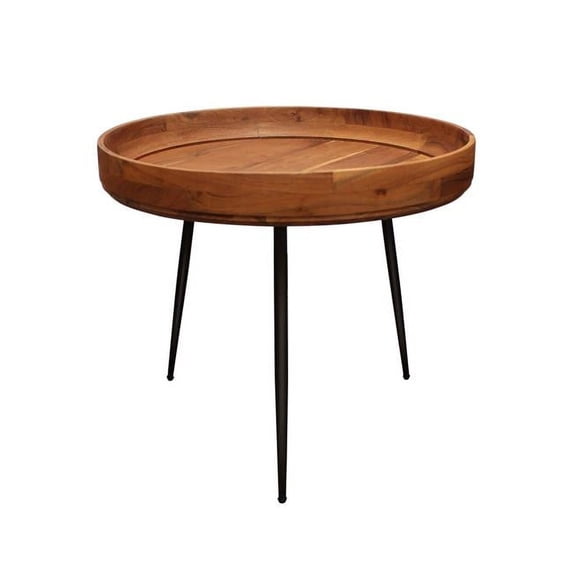 Benedict Jay Solid Wood Round Side Table in Natural Finish
