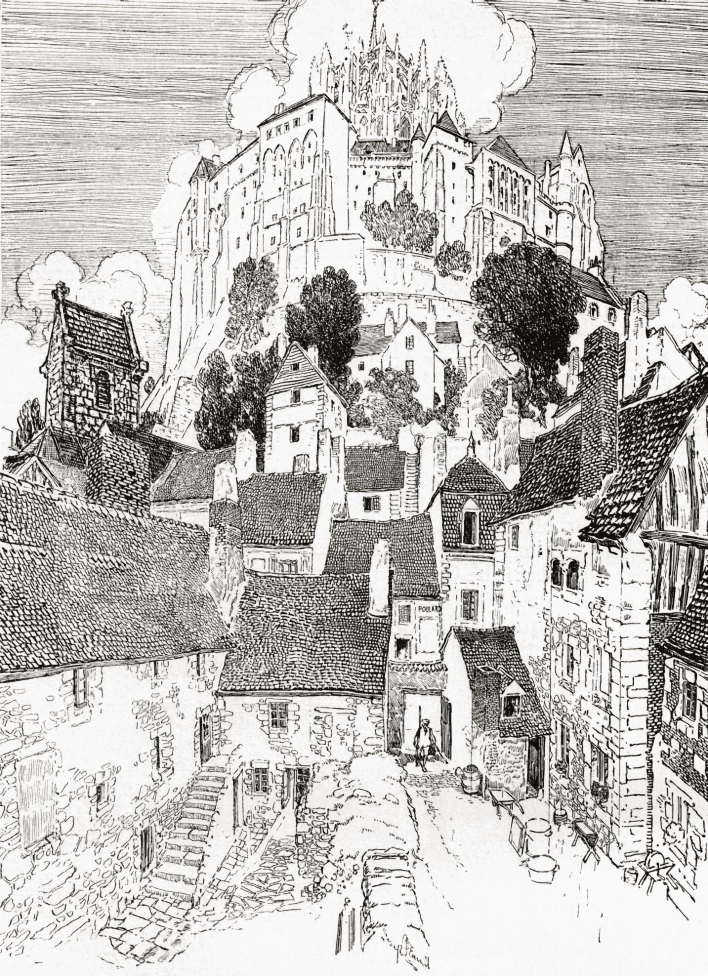 The Benedictine Abbey Of Mont Saint Michel Normandy France Seen From Within The Walls From The Century Illustrated Monthly Magazine May To October 1904 Canvas Art - Ken Welsh  Design Pics (24 x 34)