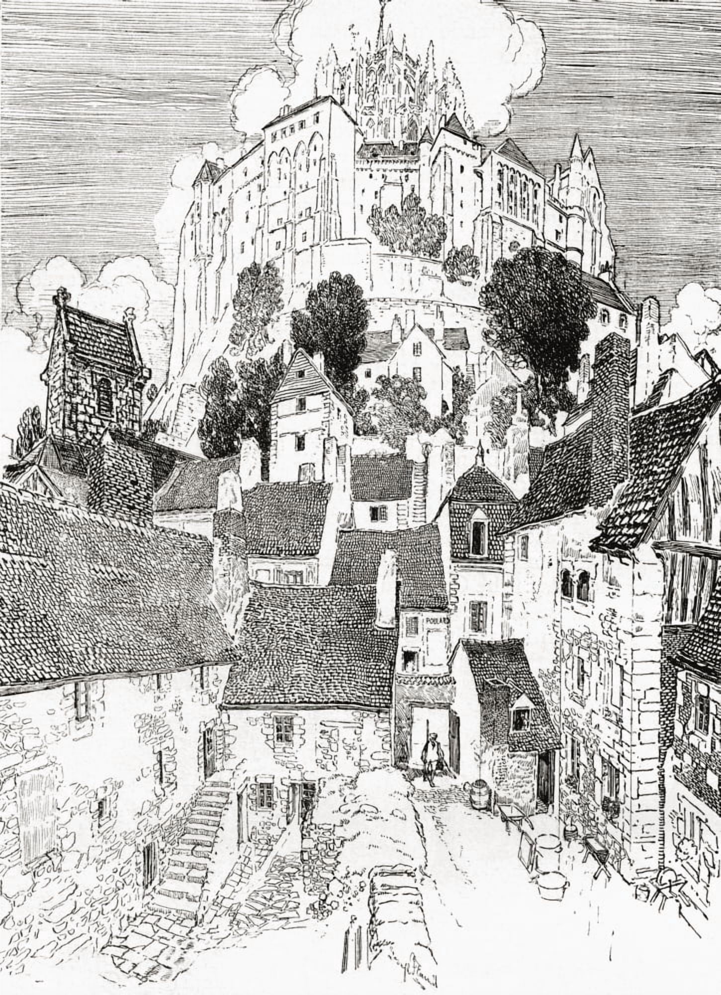 The Benedictine Abbey Of Mont Saint Michel Normandy France Seen From Within The Walls From The Century Illustrated Monthly Magazine May To October 1904 Canvas Art - Ken Welsh Design Pics (12 x 17)