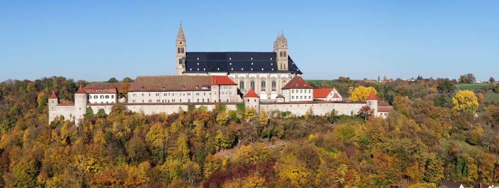 Benedictine Monastery of Comburg Steinbach Kochertal Schwabisch Hall Hohenlohe Baden-Wurttemberg Germany Canvas Art - Panoramic Images (36 x 12)