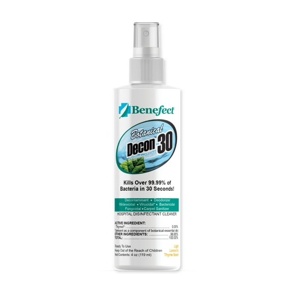 Benefect Botanical Decon 30 Disinfectant Cleaner, Light Lemon and Thyme Scent, 4oz Single