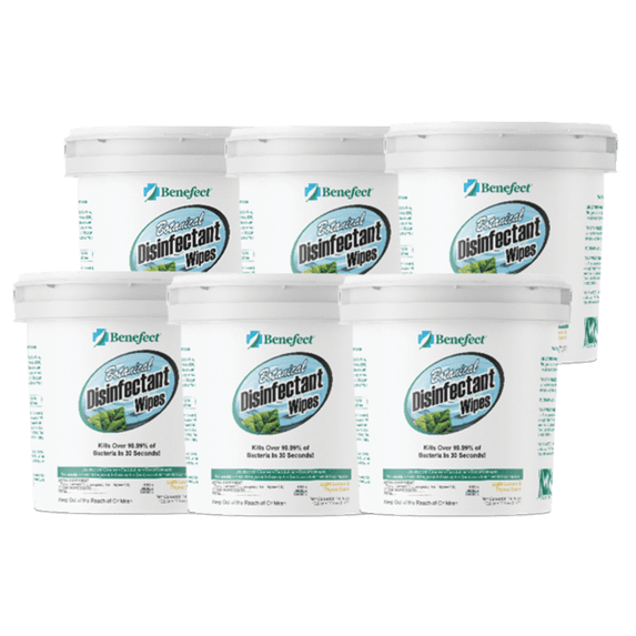 Benefect Botanical Disinfecting Wipes - Natural, No Residue - Antibacterial Disinfectant, Multi-Surface Cleaning and Sanitizing Wipes, 250 Count, 6 Pack