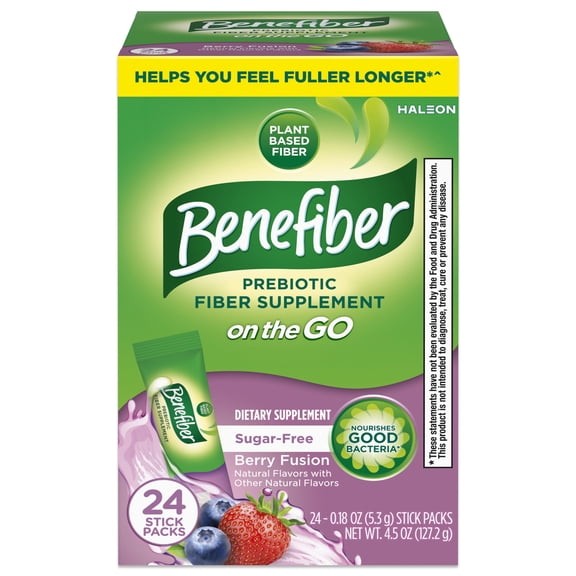 Benefiber Glp-1 Friendly Fiber Supplement, Berry Fusion, On The Go Stick Packs, 24 Count