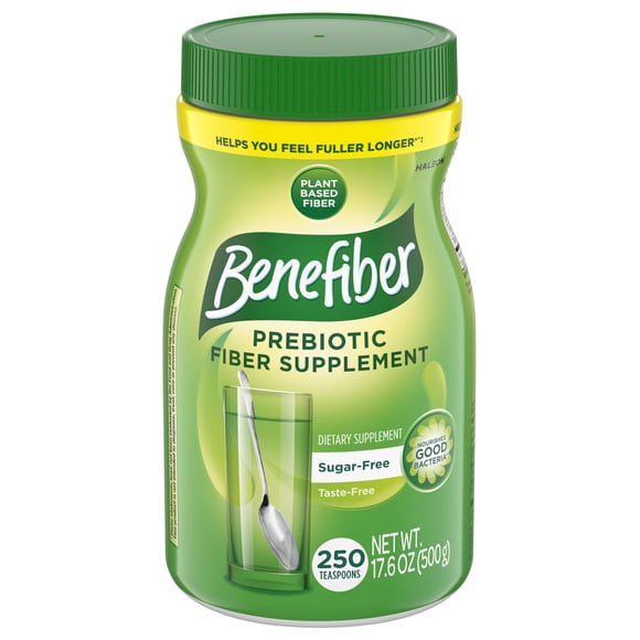 Benefiber Daily Prebiotic Fiber Supplement Powder, Unflavored - 250 Teaspoons (17.6 Ounces)
