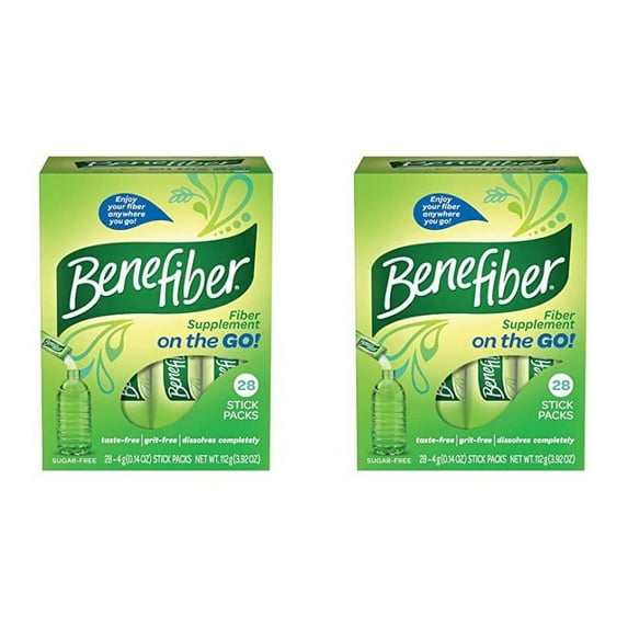 Benefiber Fiber Sugar-Free On the Go Stick Packs, Unflavored, 28 ea (Pack of 2)