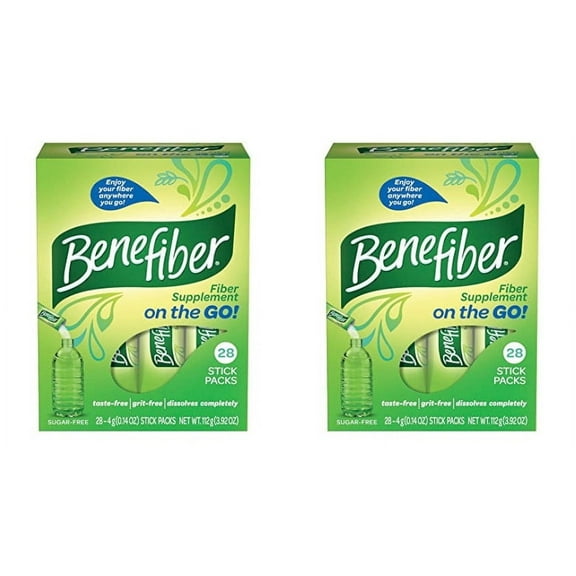 Benefiber Fiber Sugar-Free On the Go Stick Packs, Unflavored, 28 ea (Pack of 2)