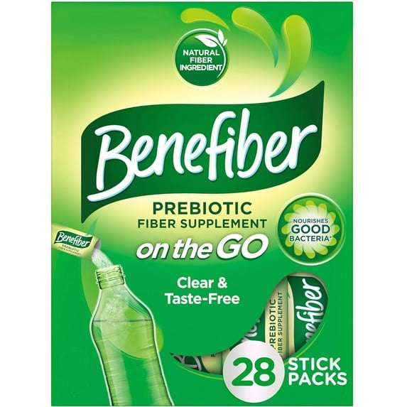 Benefiber On the Go Prebiotic Fiber Supplement Powder for Digestive Health, Daily Fiber Powder, Unflavored Powder Stick Packs - 28 Sticks (3.92 Ounces)