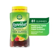 Benefiber Prebiotic Fiber Supplement Gummies for Digestive Health, Assorted Fruit - 81 Count