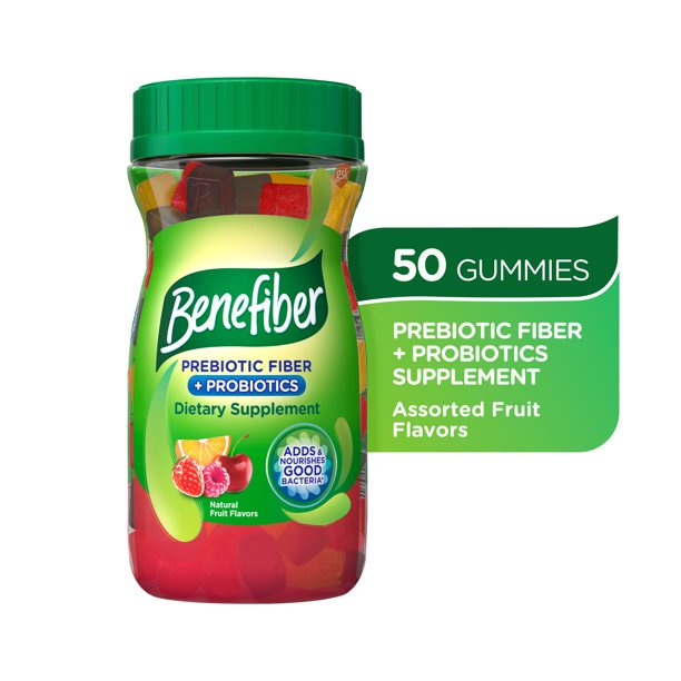 Benefiber Prebiotic Fiber Supplement Gummies With Probiotics for