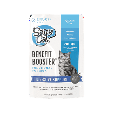 Salty Cat Benefit Booster Digestive Support Tuna & Pumpkin Entrée in Gravy Wet Cat Food, 3 oz. Pouch