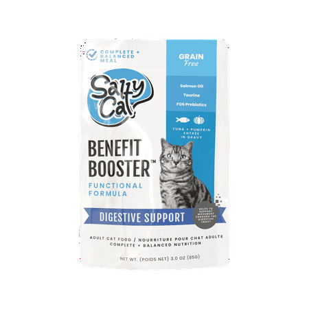 Salty Cat Benefit Booster Digestive Support Tuna & Pumpkin Entrée in Gravy Wet Cat Food, 3 oz. Pouch