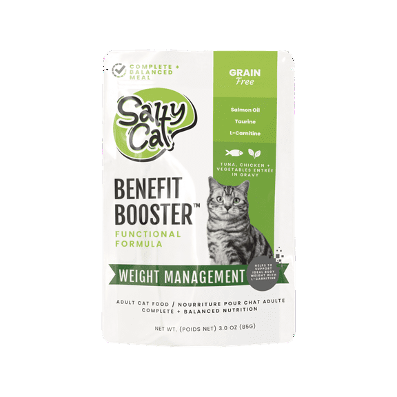 Salty Cat Benefit Booster Weight Management Tuna & Chicken Flavor in Gravy Wet Cat Food, 3 oz Pouch