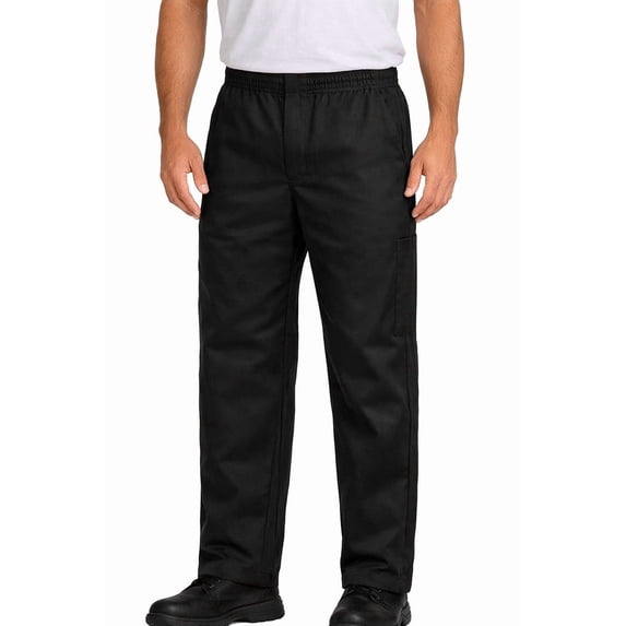 Benefit Wear Mens Full Elastic Waist 5-Pocket Pants with Mock Fly Large 38-40 inches Black