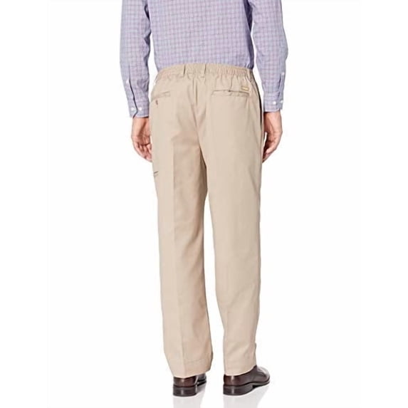 Benefit Wear Mens Full Elastic Waist 5-Pocket Pants with Mock Fly XL 42-44 inches Khaki