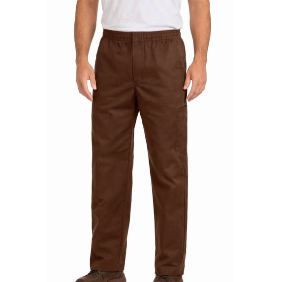 Benefit Wear Mens Full Elastic Waist 5-Pocket Pants with Mock Fly 3X 50-52 inches Brown