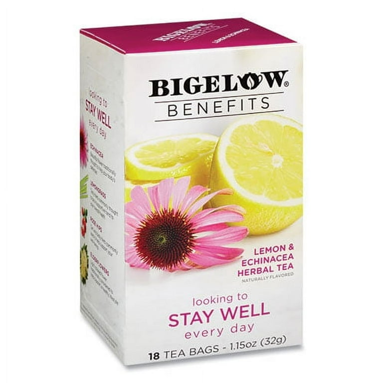 Benefits Lemon and Echinacea Herbal Tea Bags, 0.6 oz Tea Bag, 18/Box Benefits Lemon and Echinacea Herbal Tea Bags, 0.6 oz Tea Bag, 18/Box