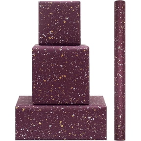 Benefree Burgundy Red Wrapping Paper, Gold and Silver Irregular Foil Dots Solid Wine Red Gift Wrapping Paper - 1 Mini Roll 17 X 10 ft Per roll, for Birthday Wedding